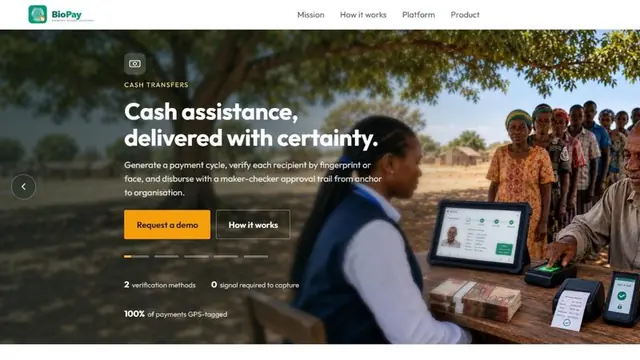 Screenshot of the BioPay website